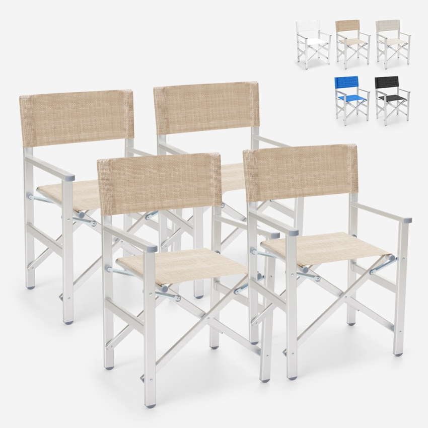 Set van 4 opvouwbare draagbare strandstoelen Regista Gold Korting Set van 4 opvouwbare draagbare strandstoelen Regista Gold Korting
