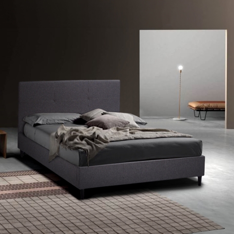 Twijfelaar bed Lausanne van stof met hoofdbord 120x190cm Aanbieding