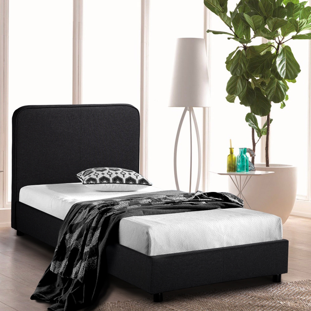 Eenpersoons bed van stof met lattenbodem 80x190 cm Zurich Twin Eenpersoons bed van stof met lattenbodem 80x190 cm Zurich Twin