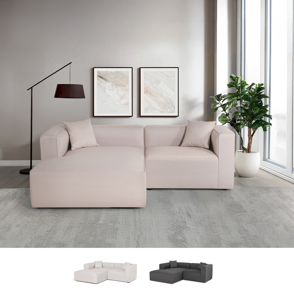 Modulaire stoffen 3-zits hoekbank met chaise longue Lorys Aanbieding Modulaire stoffen 3-zits hoekbank met chaise longue Lorys Aanbieding