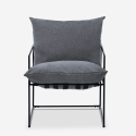 Moderne design fauteuil van zwart metaal en stof in minimalistische stijl Alaska 