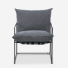 Moderne design fauteuil van zwart metaal en stof in minimalistische stijl Alaska 
