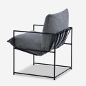 Moderne design fauteuil van zwart metaal en stof in minimalistische stijl Alaska Aankoop