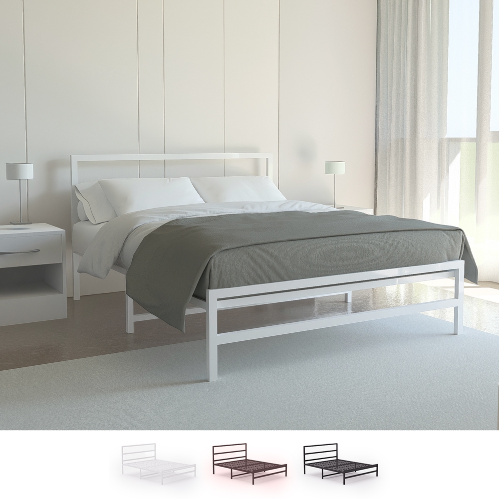 Metalen tweepersoonsbed met lattenbodem 160x200 cm Skjern Aanbieding Metalen tweepersoonsbed met lattenbodem 160x200 cm Skjern Aanbieding
