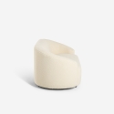 Design 2-zits gebogen bouclé bank in witte teddystof 168x90x75 cm Connie Korting