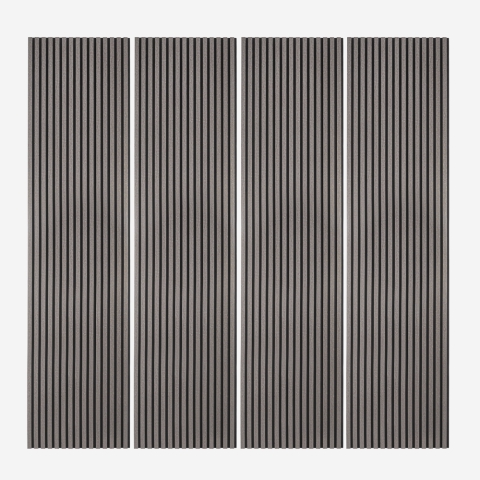 4 x akoestisch wandpaneel 240x60 cm donkere houten latten Kover-DB Aanbieding