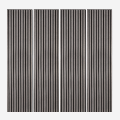 4 x Decoratieve Geluidsabsorberende Panelen 240x60cm Donkere Houten Latten Kover-DB Aanbieding