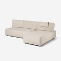 Beige 3-zits modulaire hoekbank met verplaatsbare chaise longue Mozy Kortingen