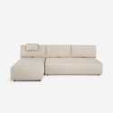 Beige 3-zits modulaire hoekbank met verplaatsbare chaise longue Mozy Korting