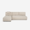 Beige 3-zits modulaire hoekbank met verplaatsbare chaise longue Mozy Korting