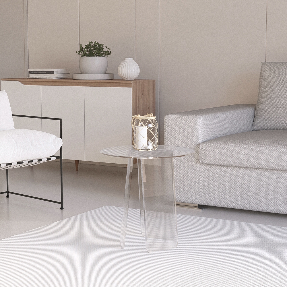 Ronde transparante salontafel 45 cm in modern design Bridget Aanbieding Ronde transparante salontafel 45 cm in modern design Bridget Aanbieding