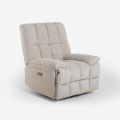 Verstelbare elektrische relaxfauteuil in stof met USB-oplader Michelle Aanbieding