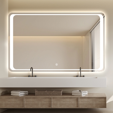 Rechthoekige badkamerspiegel 130x80 cm met LED-verlichting Morgen XL Aanbieding