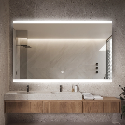 Rechthoekige badkamerspiegel met LED-verlichting 130x80 cm Krona XL Aanbieding