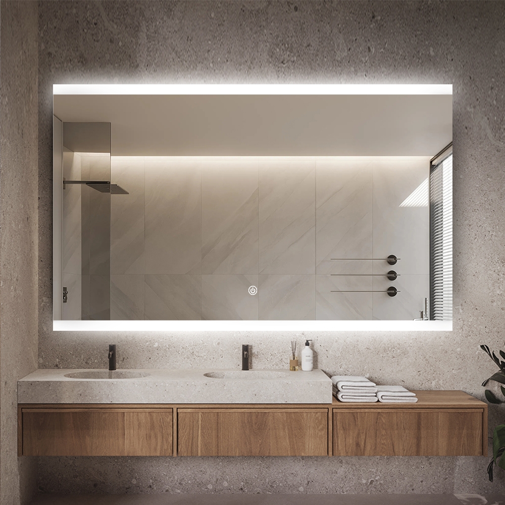 Rechthoekige badkamerspiegel met LED-verlichting 130x80 cm Krona XL Aanbieding Rechthoekige badkamerspiegel met LED-verlichting 130x80 cm Krona XL Aanbieding