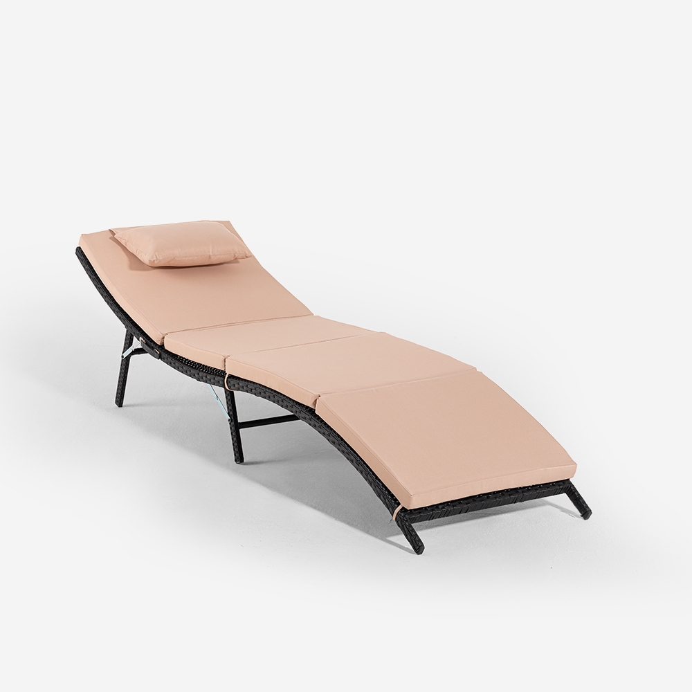 Opvouwbare rotan tuinligstoel met kussen Tenerife Aanbieding Opvouwbare rotan tuinligstoel met kussen Tenerife Aanbieding