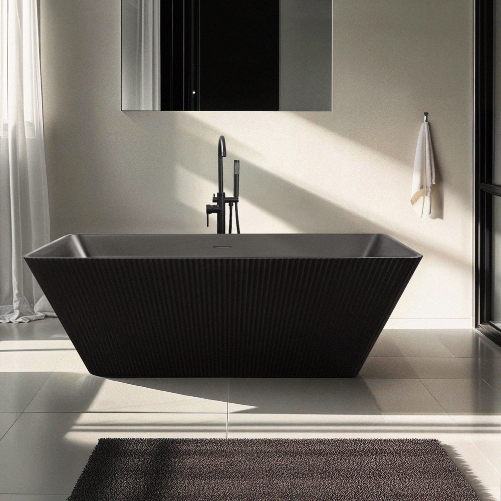 Vrijstaand zwart design bad 170x75 cm gegroefd Arkoi Dark Aanbieding Vrijstaand zwart design bad 170x75 cm gegroefd Arkoi Dark Aanbieding