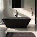 Vrijstaand zwart design bad 170x75 cm gegroefd Arkoi Dark Aanbieding