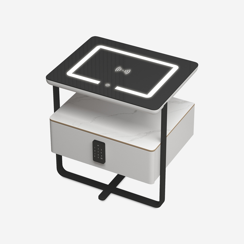 Nachtkastje met LED-lampje voor draadloos opladen en lade Klaas Aanbieding Nachtkastje met LED-lampje voor draadloos opladen en lade Klaas Aanbieding