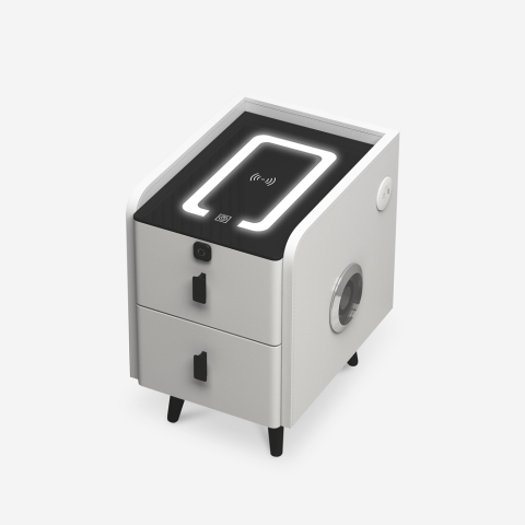 Wit nachtkastje met LED-licht en draadloos opladen Tainy Aanbieding