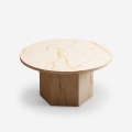 Lage moderne ronde salontafel 80 cm met marmereffect Deki Aanbieding