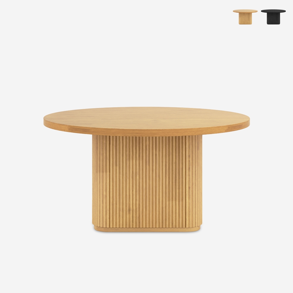 Ronde salontafel 80x45 cm met gegroefde tafelpoot Vaik Aanbieding Ronde salontafel 80x45 cm met gegroefde tafelpoot Vaik Aanbieding