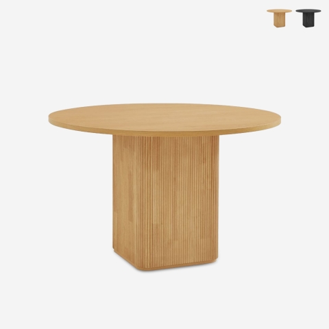 Ronde zwarte of houten eettafel 120 cm Tiwit Aanbieding