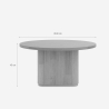 Ronde salontafel 80x45 cm met gegroefde tafelpoot Vaik Afmetingen