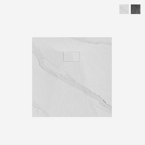 Vierkante inbouwdouchebak met marmereffect 90x90 cm Stone MM Aanbieding