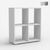 Moderne witte of grijze lage boekenkast 60 x 24 x 68 cm Arkus Aanbieding