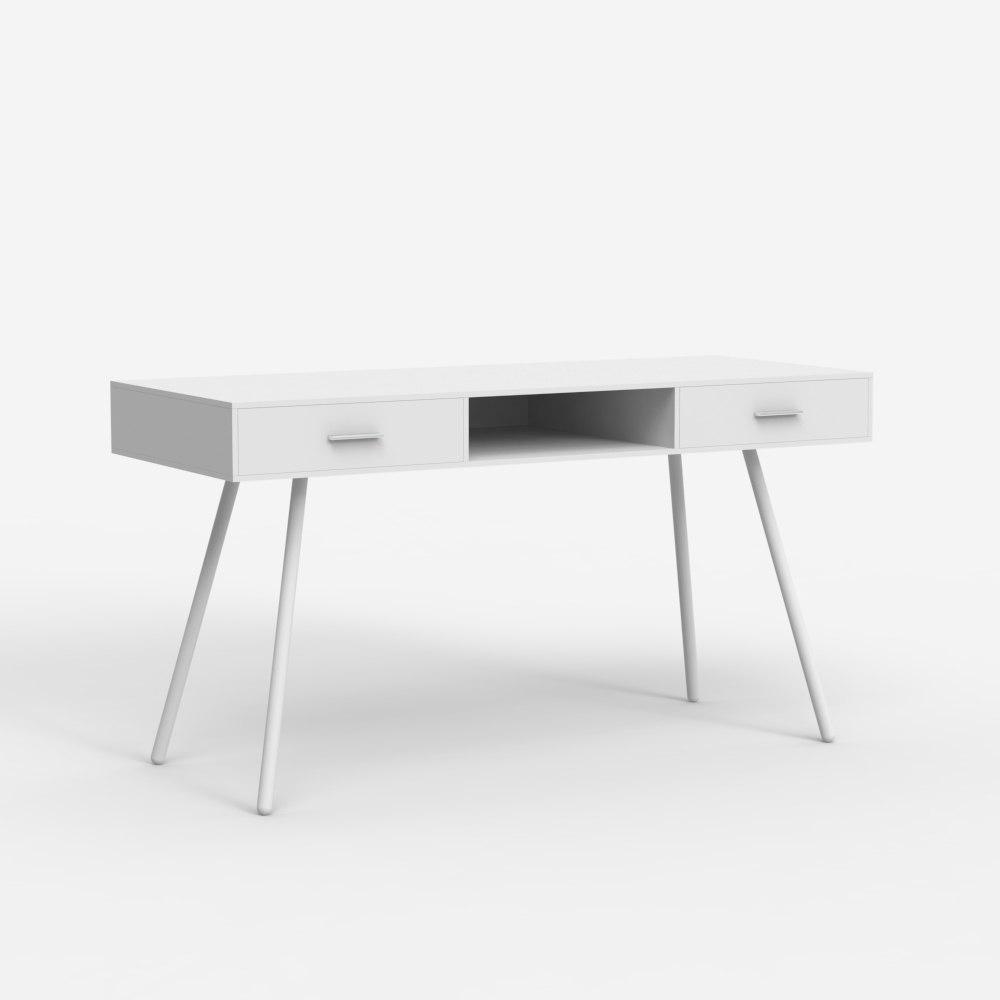 Wit bureau in Scandinavische stijl met 2 lades 150x60 cm Sidney Aanbieding Wit bureau in Scandinavische stijl met 2 lades 150x60 cm Sidney Aanbieding