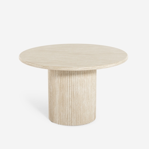 Moderne ronde eettafel van 120 cm van hout met steeneffect Kara Aanbieding