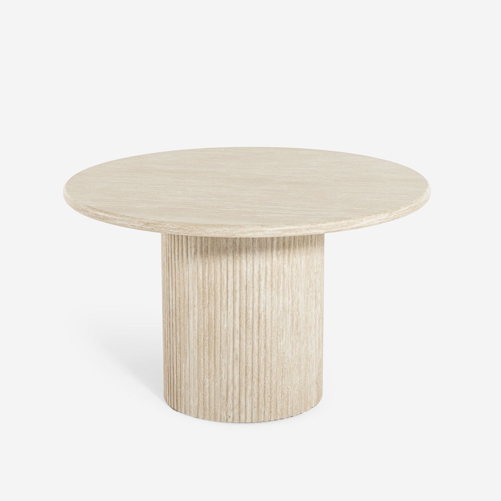 Moderne ronde eettafel van 120 cm van hout met steeneffect Kara Aanbieding