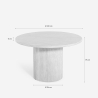 Moderne ronde eettafel van 120 cm van hout met steeneffect Kara Kortingen