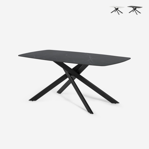 Moderne eettafel 180x90 cm met marmereffect design Tijuana Aanbieding