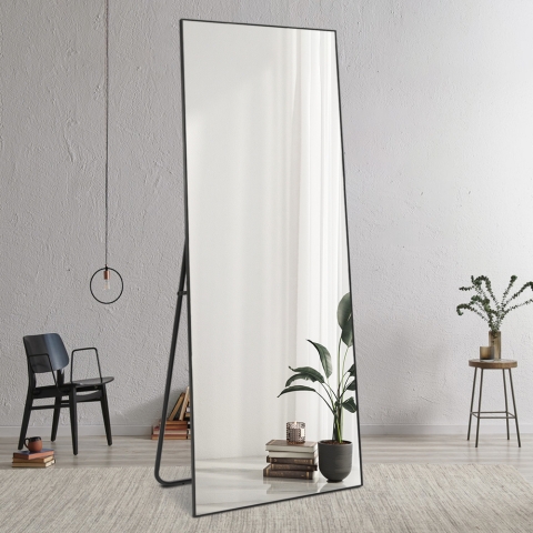Grote moderne zwarte staande verticale spiegel 180x80 cm Hamstur-B Aanbieding