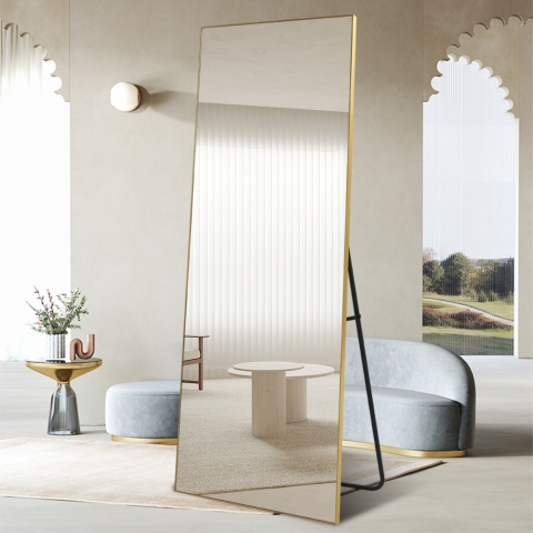 Gouden spiegel 180x80cm voor wand of vrijstaande installatie Hamstur-G Aanbieding
