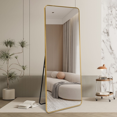 Gouden design spiegel 180 cm opgehangen of vrijstaande installatie Arsen-G Aanbieding