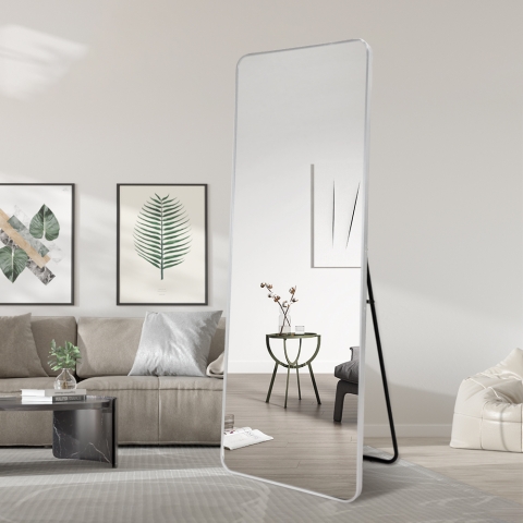 Zilveren wandspiegel 180x80 cm met vloerstandaard Arsen-S Aanbieding