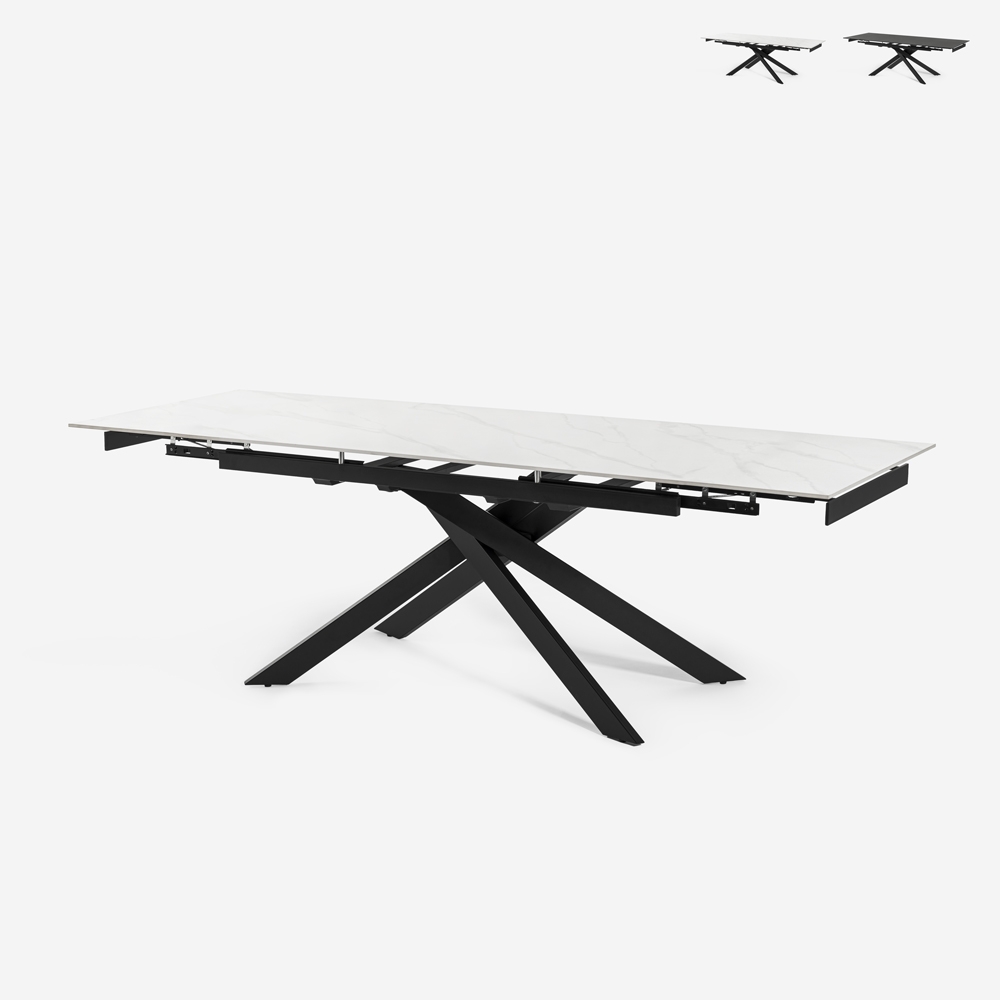Moderne uitschuifbare tafel met marmereffect 160-240x90 cm Quito Verkoop