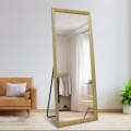 Verticale houteffect wandspiegel 180x80 cm met standaard Kommi Aanbieding