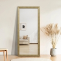 Verticale houteffect wandspiegel 180x80 cm met standaard Kommi Korting