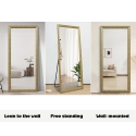 Verticale houteffect wandspiegel 180x80 cm met standaard Kommi Kortingen