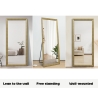 Verticale houteffect wandspiegel 180x80 cm met standaard Kommi Kortingen