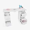 Witte manicuretafel met nagelzuiger, ladeblok en wielen Squoval Aanbieding