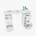 Witte manicuretafel met nagelzuiger, ladeblok en wielen Squoval Aanbieding