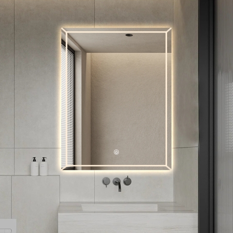 Verlichte badkamerspiegel 60x80 cm met anti-condens functie Vindur L Aanbieding