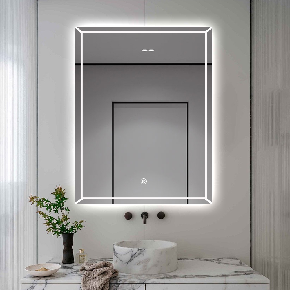 Badkamerspiegel met anti-condens functie en achtergrondverlichting 70x90 cm Vindur XL Aanbieding Badkamerspiegel met anti-condens functie en achtergrondverlichting 70x90 cm Vindur XL Aanbieding