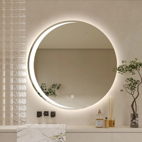 Specchio tondo voor badkamer 60cm met achtergrondverlichting en anti-condens Skeri L Aanbieding