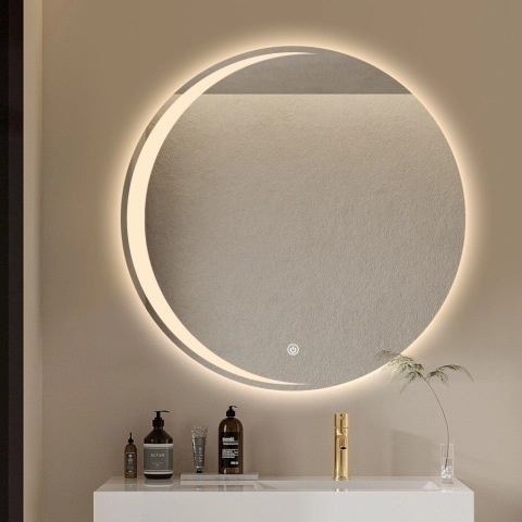 Spiegel voor badkamer rond 70cm anti-condens backlit Skeri XL Aanbieding